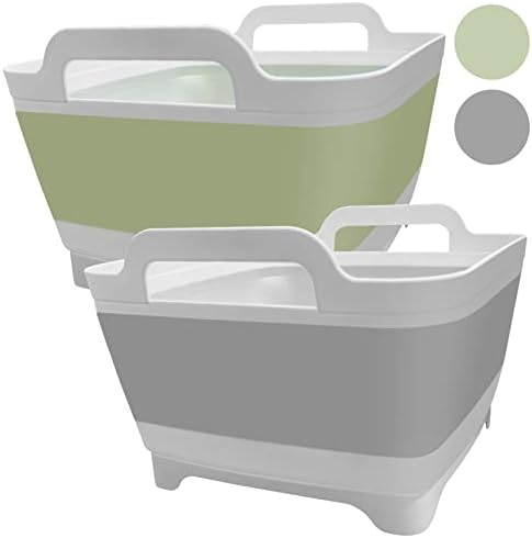 Ikaufen 2PCS Collapsible Dishpan with Handles and Plug