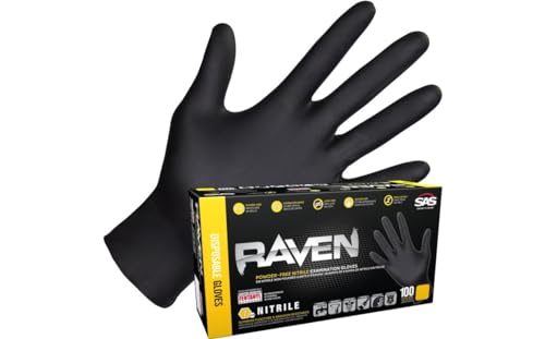 SAS Safety 66518 Raven 6 Mil Nitrile Gloves Large Case of 10