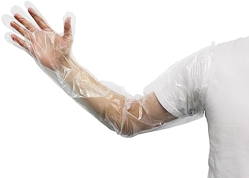 50Pcs FUNZUR Powder Free Rectal Gloves for Veterinary Use