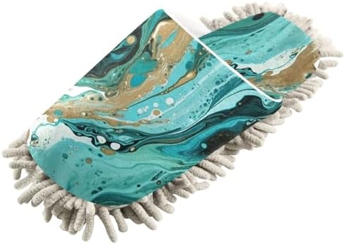 Bulletgxll Green Marble Microfiber Mopping Slippers - L