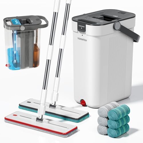 HoMettler 3-Tank Mop and Bucket Set with 6 Microfiber Pads