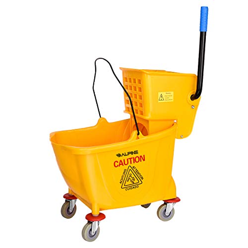 Alpine Industries Heavy Duty Mop Bucket Wringer Combo - Yellow