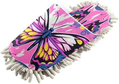 Colorful Butterflies Microfiber Cleaning Slippers for Home Use