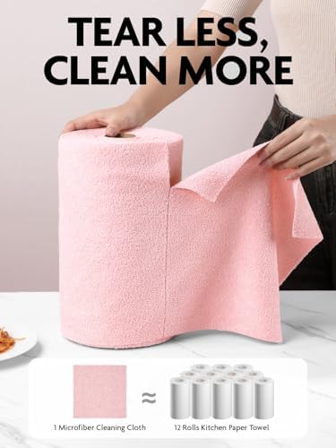 Fantasticlean Microfiber Cleaning Cloth Roll - 40 Pack Pink