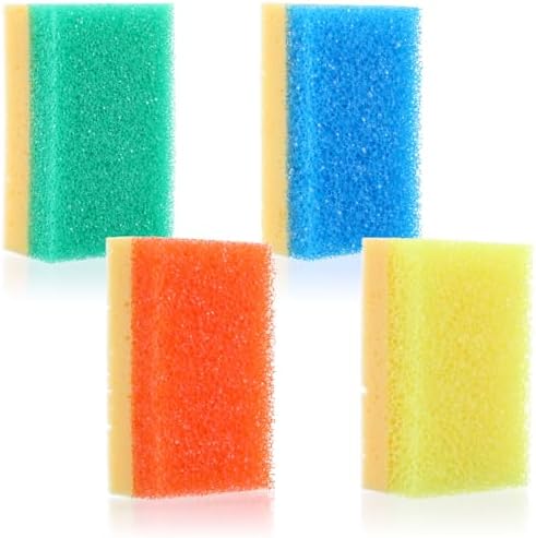 4PCS Blue Sponge Dual-Sided Temperature Scrubby Sponges for Kitchen Bathroom Car