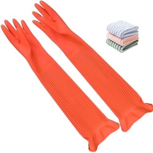 Vsootal 3 Pairs Extra Long Kitchen Gloves with 3 Cleaning Towels 1