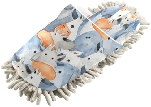 Bulletgxll Blue Cows Mop Slippers - Washable and Comfortable