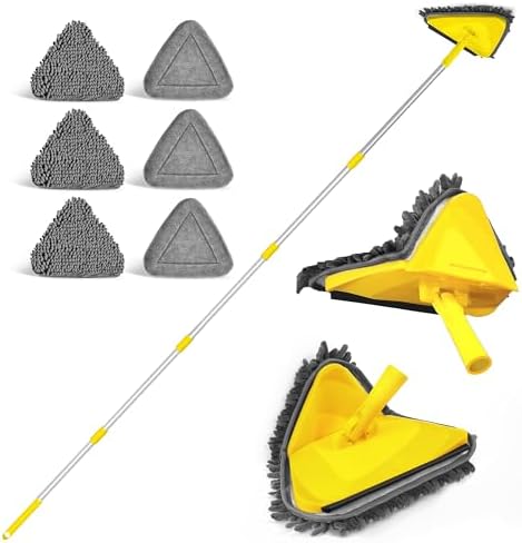 JEHONN Wall Mop with 80 Inch Handle and 180 Folding Baseboard Cleaner