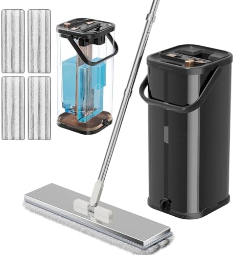 SWIFTIRON Mop Set with Bucket and Wringer 4 Refills Included