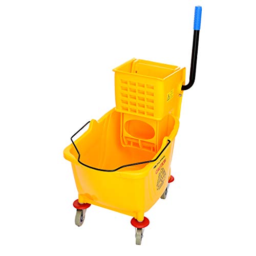 Alpine Industries Heavy Duty Mop Bucket Wringer Combo - Yellow