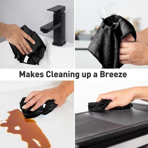 WEAWE Black Microfiber Cleaning Cloth 13x13 Pack of 12 1