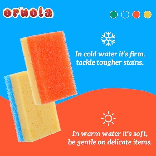 4PCS Blue Sponge Dual-Sided Temperature Scrubby Sponges for Kitchen Bathroom Car