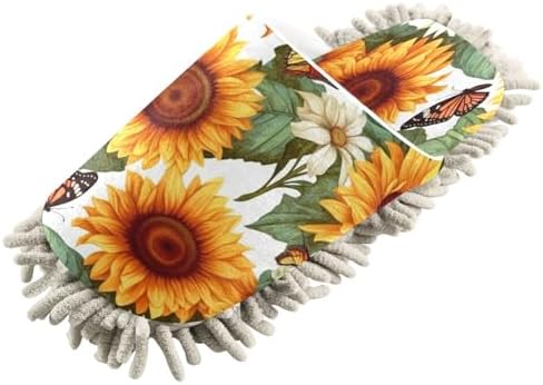 Bulletgxll Sunflowers Butterflies Mop Slippers - L Size