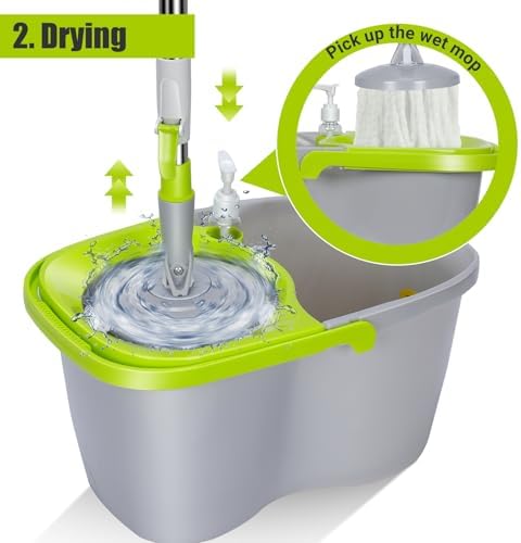 MASTERTOP Spin Mop and Bucket with Wringer Set 1