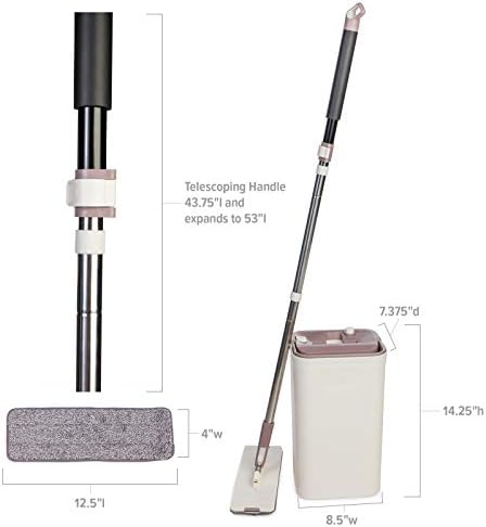 Micro Flat Mop Bucket System 3 Reusable Pads Hands-Free Wringing 1