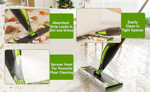 Purifine Floor Cleaner Mop Kit with 60 Dry Pads 420ML Refillable Bottle