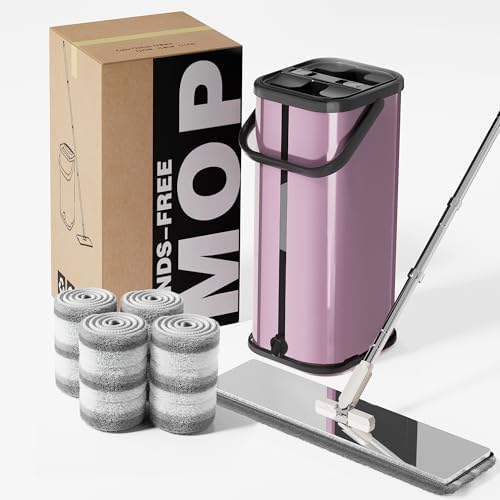 SWIFTIRON Flat Mop and Bucket with Wringer Purple