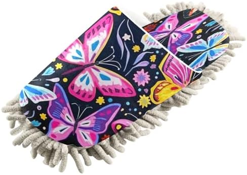 Colorful Butterflies Mop Slippers Washable Men Women