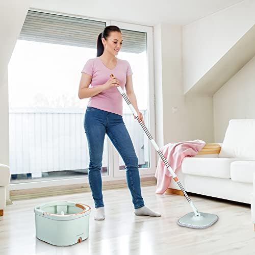 Yescom 360 Spin Mop Bucket Set with 8 Microfiber Pads