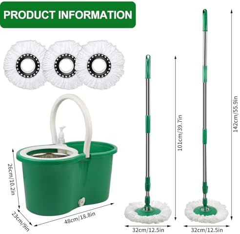 Roixeeds Spin Mop and Bucket with Wringer Set