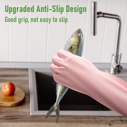 Wsaeig Rubber Dishwashing Gloves - 3 Pairs Colorful Reusable
