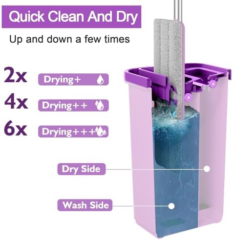 BOSHENG Purple Mop and Bucket with Wringer Set