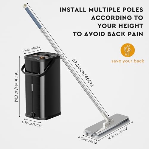 SWIFTIRON Mop Set with Bucket and Wringer 4 Refills Included
