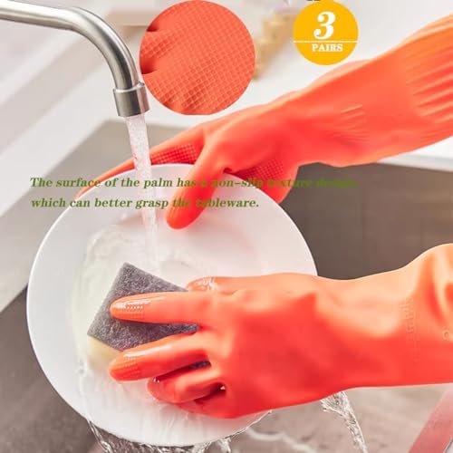 Vsootal 3 Pairs Extra Long Kitchen Gloves with 3 Cleaning Towels 1