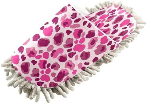 Pink Leopard Spot Mopping Slippers for Men Women - Washable and Comfortable
