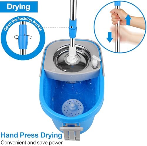 HYZSWGC Spin Mop and Bucket with Wringer Set