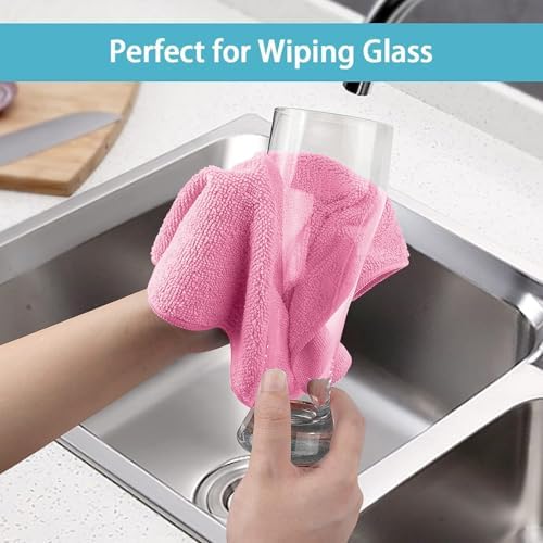 HOMEXCEL 50 Pack Pink Microfiber Cleaning Cloths