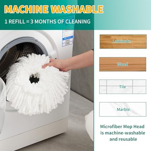 Wajeehaa Spin Mop and Bucket Set with Wringer