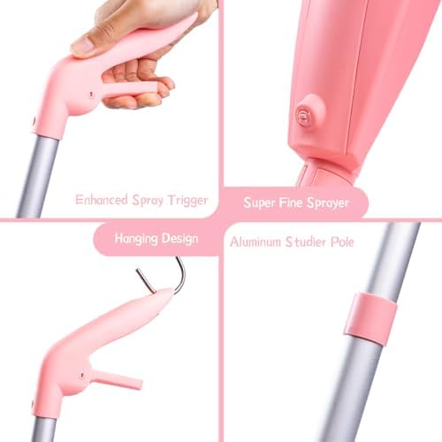 Kids Spray Mop Pink Mini Mop Set with 2 Washable Pads and 10 Disposable Cloths