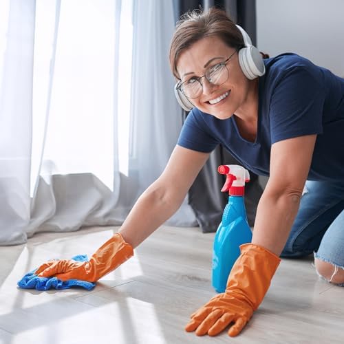 Wsaeig Rubber Dishwashing Gloves - 3 Pairs Colorful Reusable