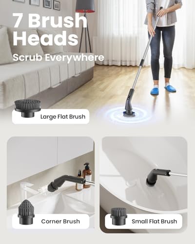 Topmako Electric Spin Scrubber Cordless Cleaning Tool with 7 Brush Heads and 2 Speed Settings
