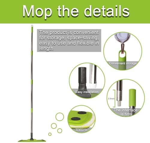 CHANHOO Microfiber Mop Kit with 5 Dust Papers 2 Washable Pads