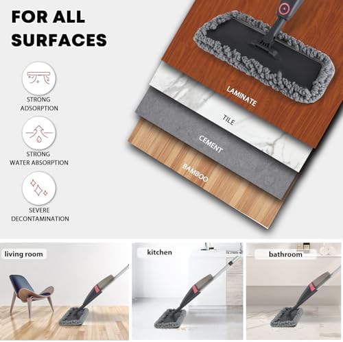BUUROOHM Microfiber Spray Mop with 4 Pads and Scraper