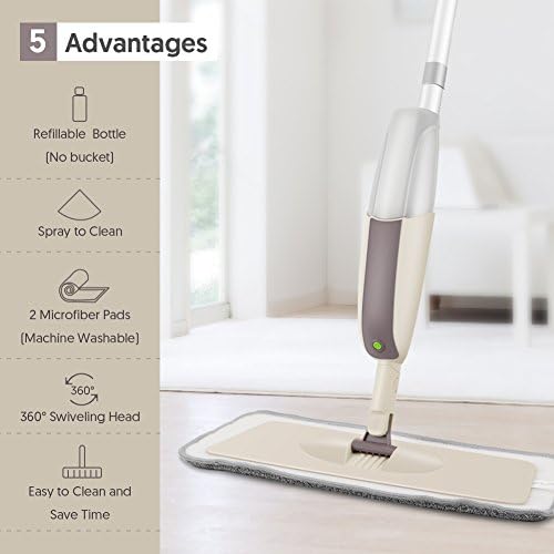 MEXERRIS Spray Wet Mop with 3 Reusable Microfiber Pads
