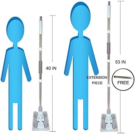 YOUSHANGJIA Microfiber Floor Mop - 15 Inch with 4 Washable Pads and Adjustable Handle