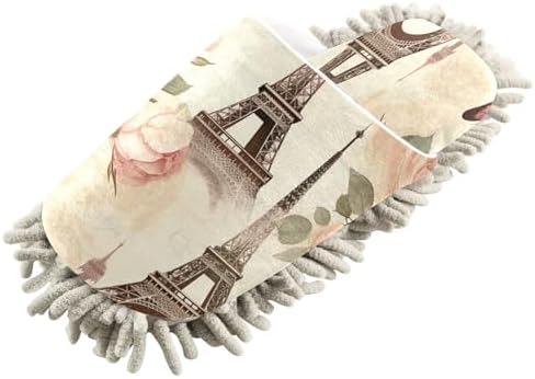 Bulletgxll Tower and Butterflies Mop Slippers - Washable Microfiber Floor Mop Slippers for Men Women
