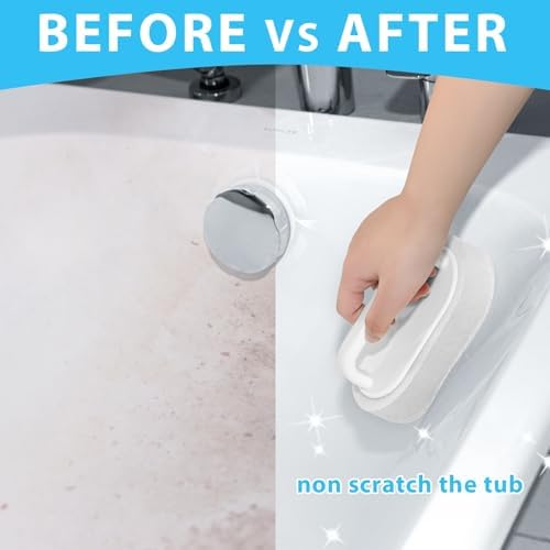 Lumkew Bath Tub Scrubber Non Scratch Cleaning Sponge 2 PCS Heavy Duty Scrub Tool