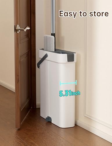 CTIME Flat Mop and Bucket Set with 6 Pads
