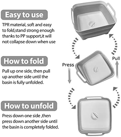 Ikaufen 2PCS Collapsible Dishpan with Handles and Plug