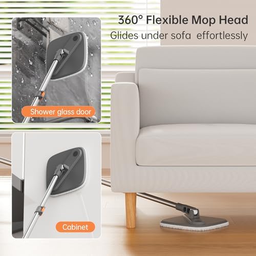 KZKR Spin Mop and Bucket Set with 4 Microfiber Pads