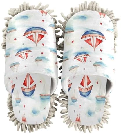 Bulletgxll Paper Boat Mop Slippers for Men Women Washable Cleaning Tools