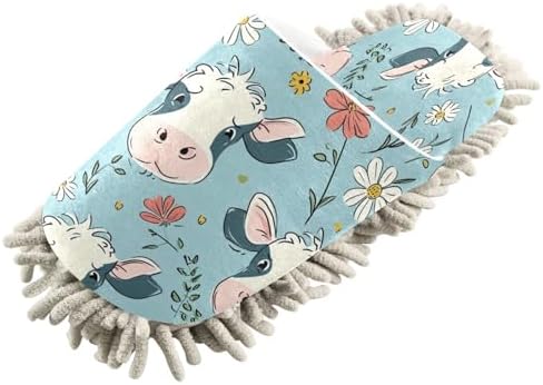 Bulletgxll Cows and Flowers Mopping Slippers - M