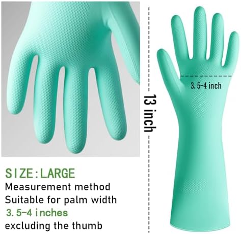 Wsaeig Rubber Dishwashing Gloves - 3 Pairs Colorful Reusable
