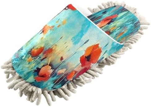 Orange Flowers Microfiber Cleaning Slippers - L Size