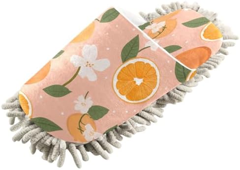 Oranges and Flowers Microfiber Mopping Slippers - Washable and Comfortable