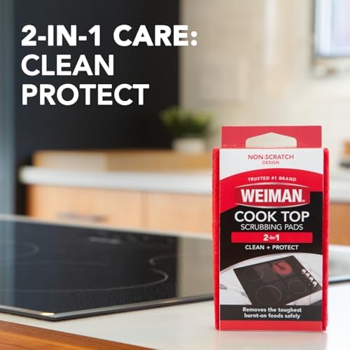 Weiman Cooktop Cleaner with Scrubbing Pads - 10 Oz Heavy Duty Polish
